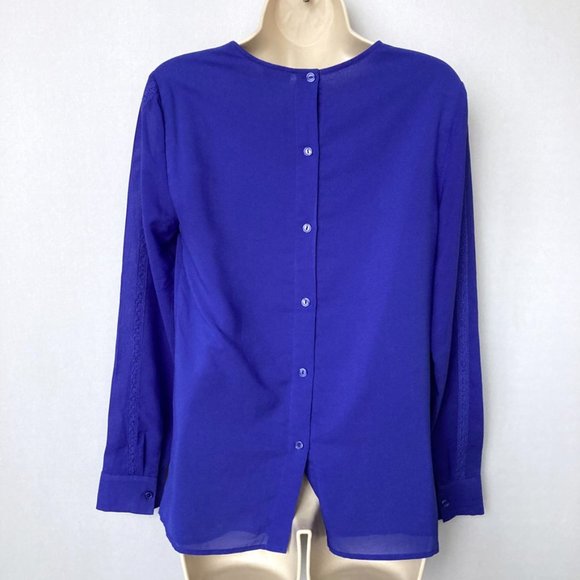 J. CREW Purple Blue Long Sleeve Pleated Top - Picture 4 of 4